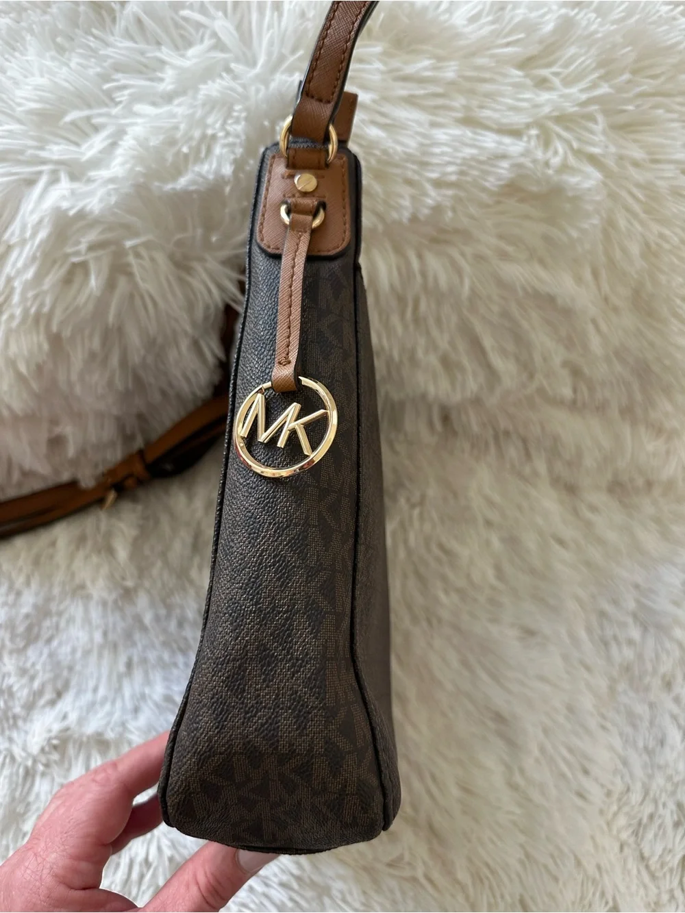 Michael Kors Jet Set Brown MK Signature Coated Canvas Crossbody Messenger Bag